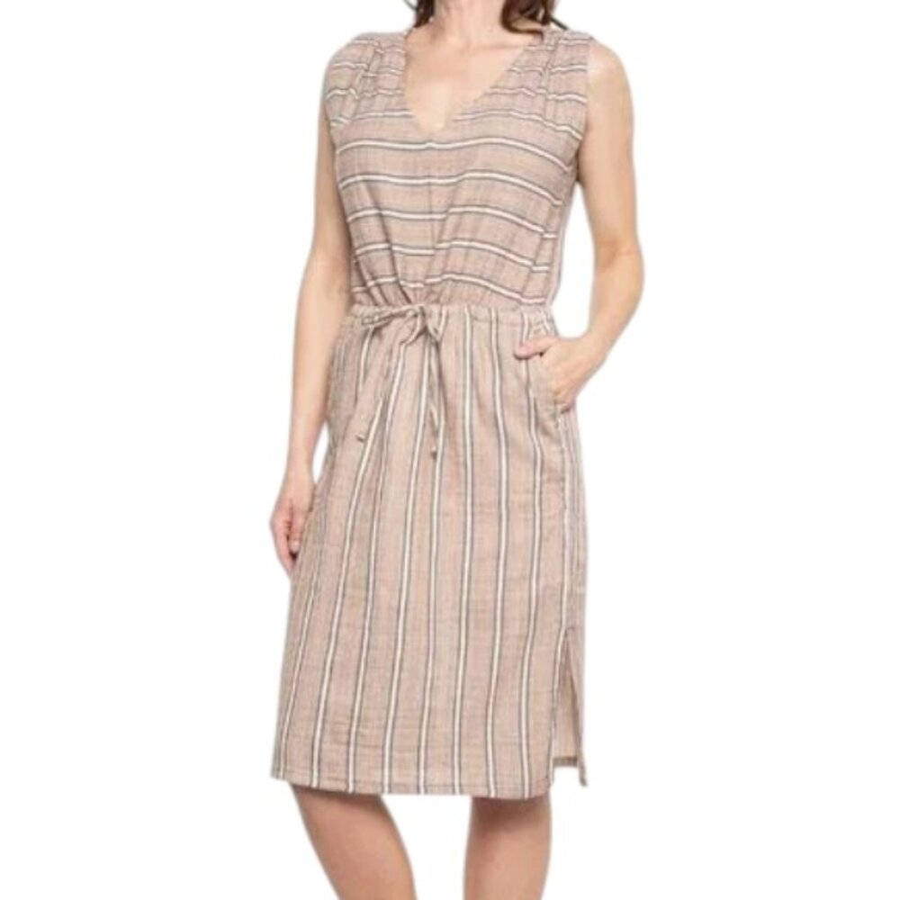 Prana Ecotropics Sleeveless Organic Cotton Dress - Copper Stripe - M
